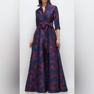 After Six Floral Jacquard Shirtdress Gown L